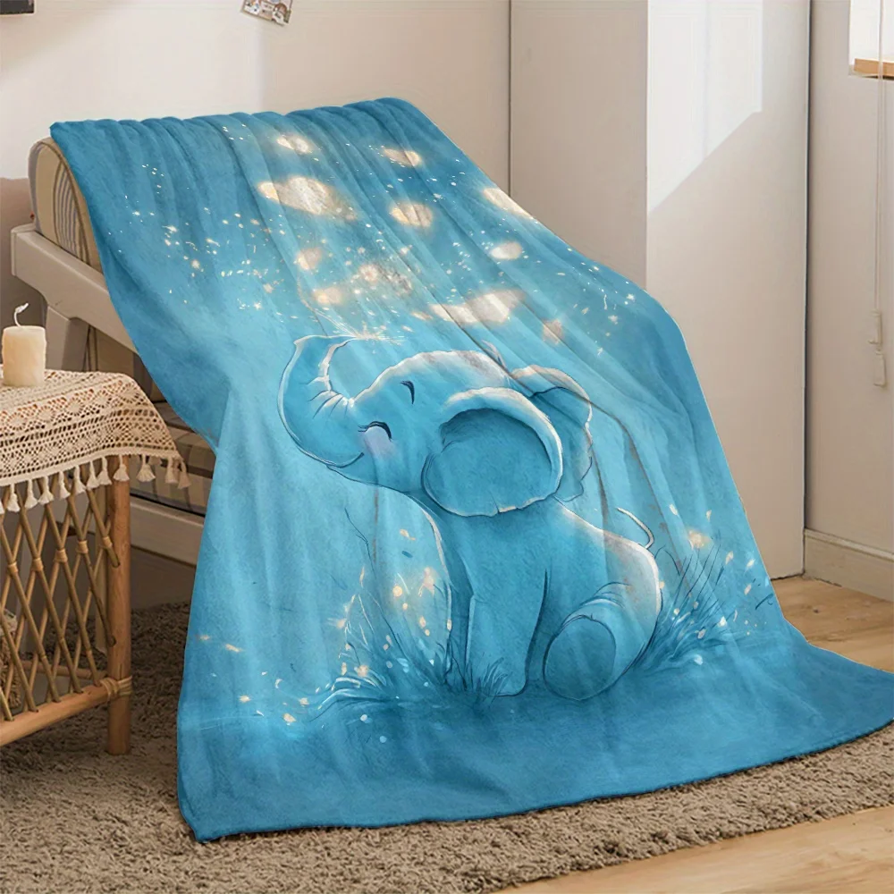 

Фланелевое одеяло с принтом слона — легкий уютный для дивана, кровати, путешествий и кемпинга — мягкий всесезонный комфорт