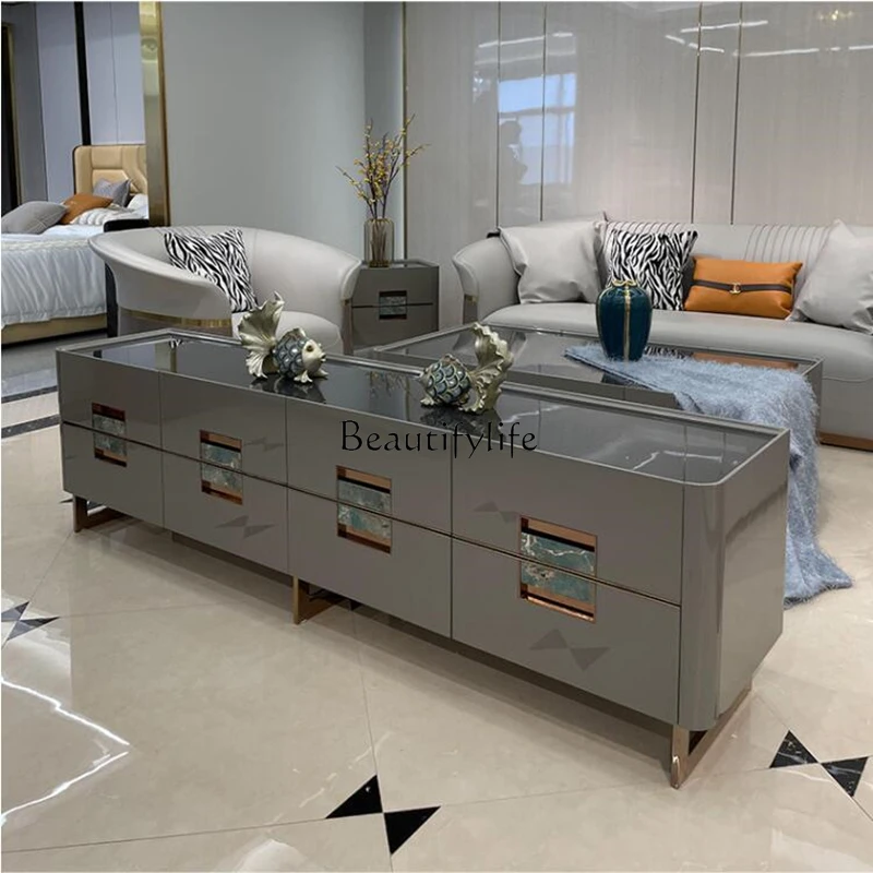 

Italian light luxury TV cabinet minimalist suite living room audio-visual cabinet villa hotel Hong Kong style