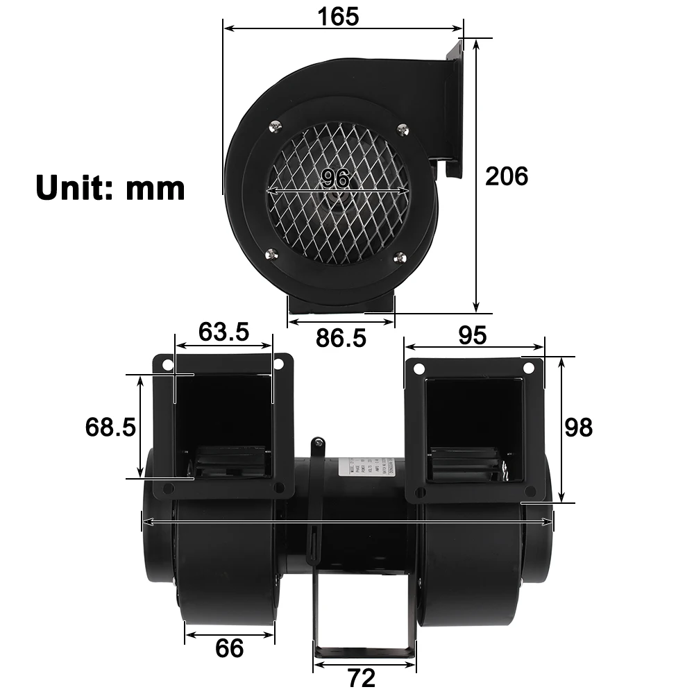 Podwójny wylot powietrza wentylator odśrodkowy CY112M 90W 220V blister wentylator chłodzący