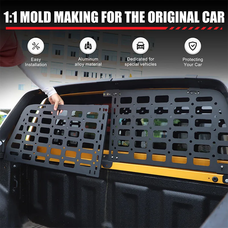 

For Ford Ranger Wildtrak T9 2023-2025 Aluminium Alloy Black Car Rear Windshield Hanging Panel Storage Organizer Car Accessories