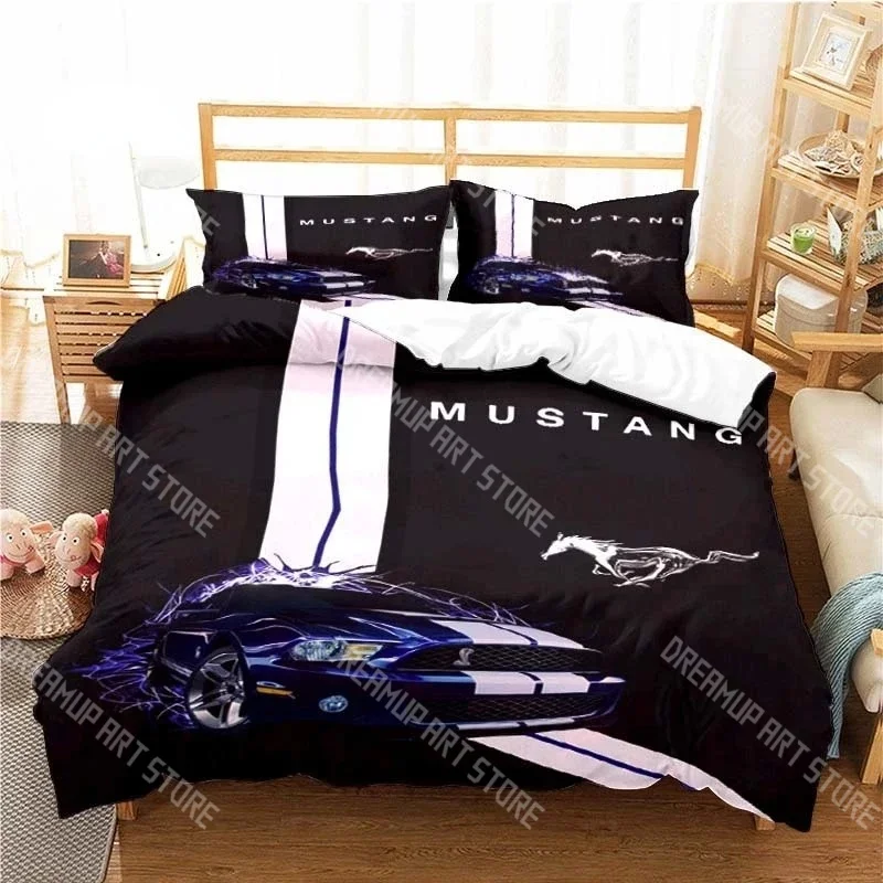 Fashion M-Mustang Logo Car Bedding Set Single Twin Full Queen King Size Bed Set Kids Bedroom Duvetcover Sets Bed Sheet Set