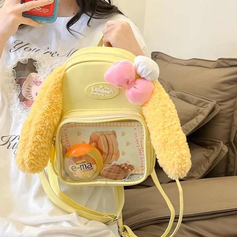 Disney CookieAnn Big Ears Pain Bags Girls Transparents Pockets Kawaii College Bags Cute Lolita Ita Bags Student Small Backpack