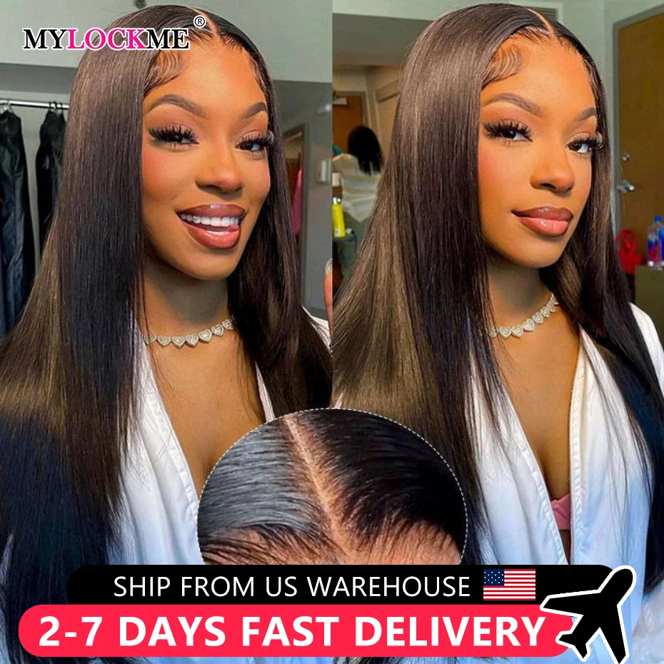 New Gluelesss Bone Straight Lace Wig Pre Cut 5x5 6x4 HD Transparent Lace Closure Wig 30 Inch 13x4 13x6 Lace Front Wigs For Women