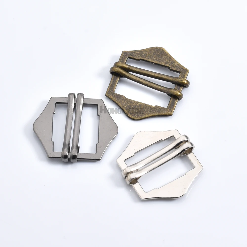 60pcs 20mm Metal Alloy Double Slide Adjustable Buckle Pins Black/Bronze Lot Free Shipping BK-073