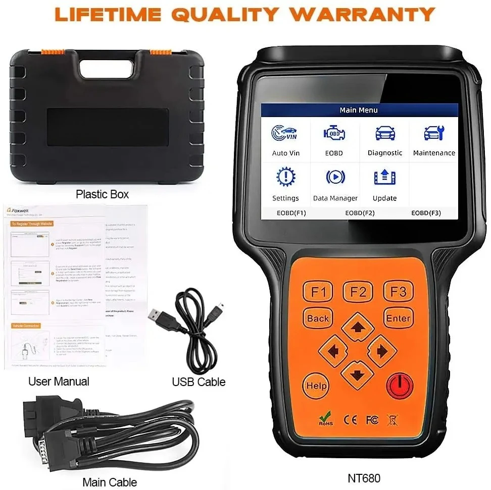 Hot Airbag SRS Scan Reset Tool Foxwell NT680PRO All System All Makes Car Diagnostic Tool with Multi-Language
