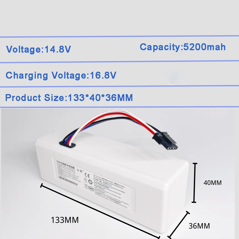 NEW 14.8V 5200mah Real Capacity P1904-4S1P-MM Battery For Xiaomi Mijia 1C STYTJ01ZHM Robot Vacuum Mop Cleaner Accessories Parts