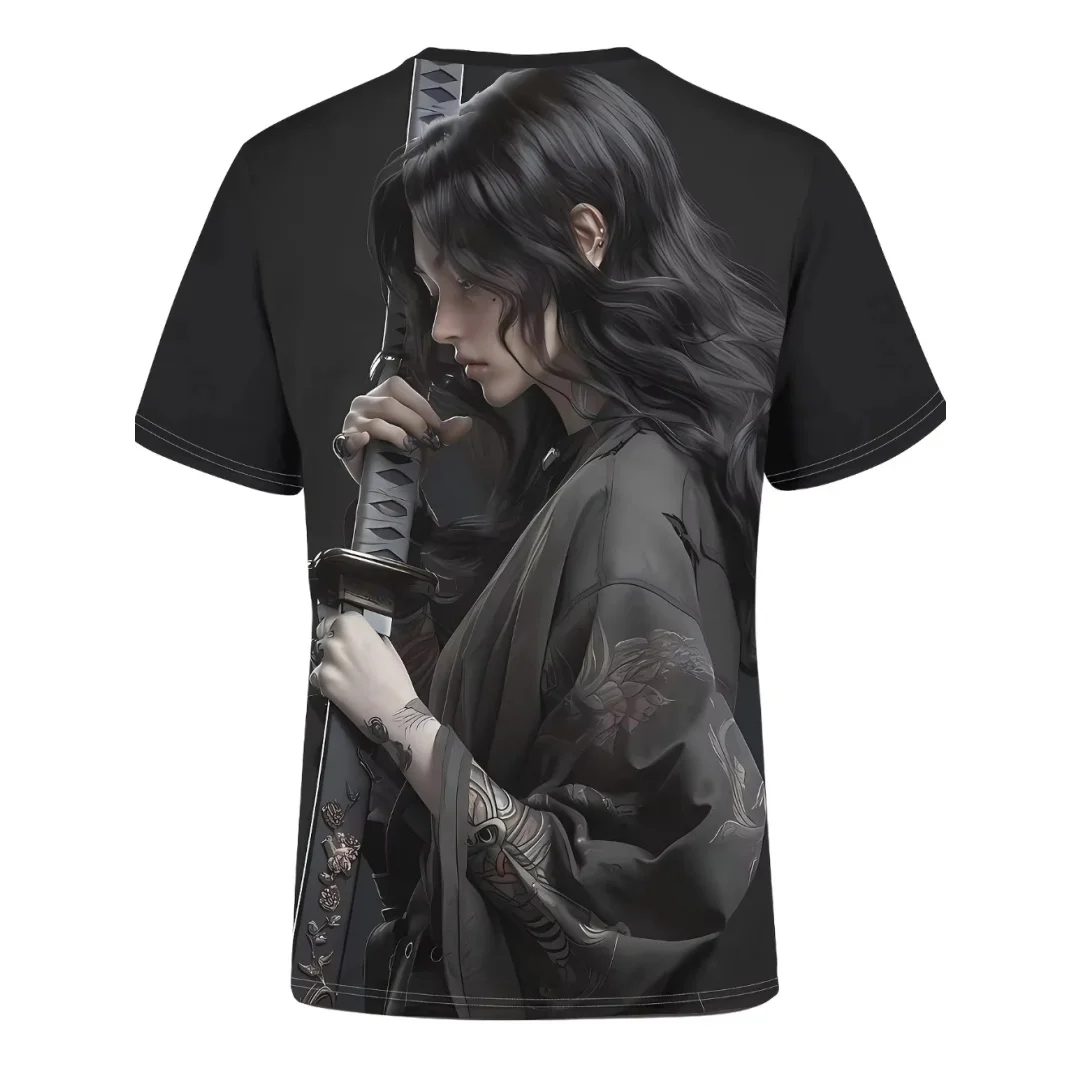Kaus Grafis Samurai Wanita Jepang Kaus Pria Olahraga Musim Panas Cetak 3d Cepat Kering Kaus Pakaian Anak-anak Wanita Y2k