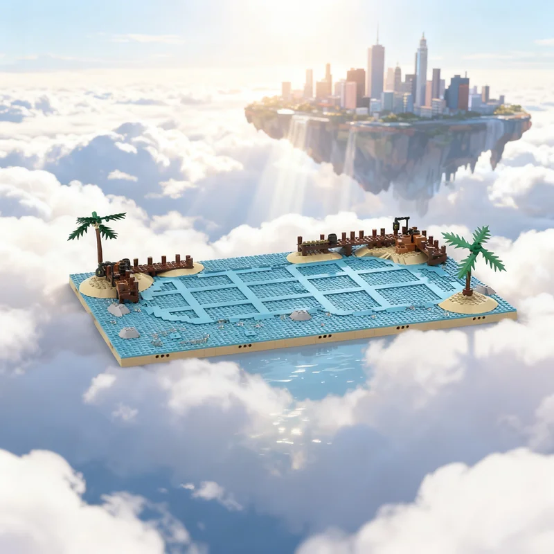

823pcs MOC Diorama Display For Set Of Barracuda Bay Pirates Model Building Blocks Construction Toys Christmas Gifts Brick Kids