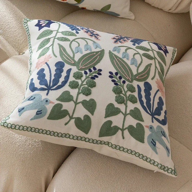Reine Baumwolle bestickt Büro Kissen Kissenbezug Auto Kissenbezug 45X45CM Lenden Kissenbezüge Sofa Kissenbezug – Detail 6