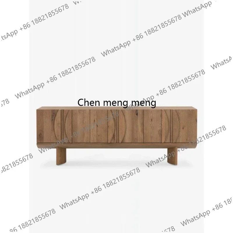 M183 Medieval solid wood TV cabinet, living room against the wall, secret cabinet, wabi sandy wind storage cabinet