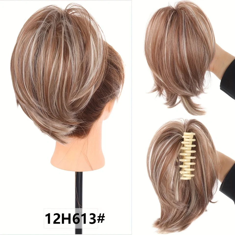 LUPU Synthetic Hair Piece Claw Clip Hair Bun For Women Straight Bun Short Ponytail Hair Extensions Updo Hair Accessories