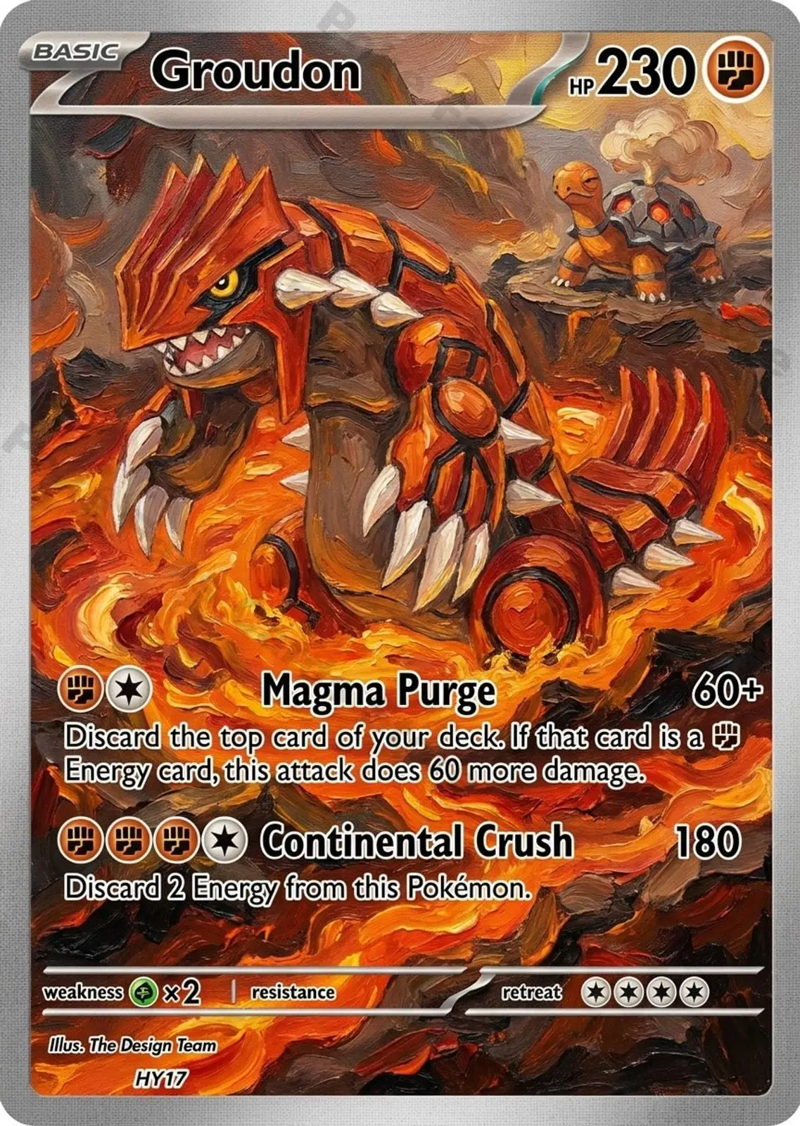 Pokemon Cards PTCG Oil Painting Style Groudon Heatran Magmar Torkoal Typhlosion Collection Cards Rare Cards Set Pokemon Gift