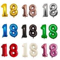 32 Inch Big Number Digit Gold Black Silver Green Red Blue Adult 18th Birthday Decorations Balloons Anniversary Party Supplies