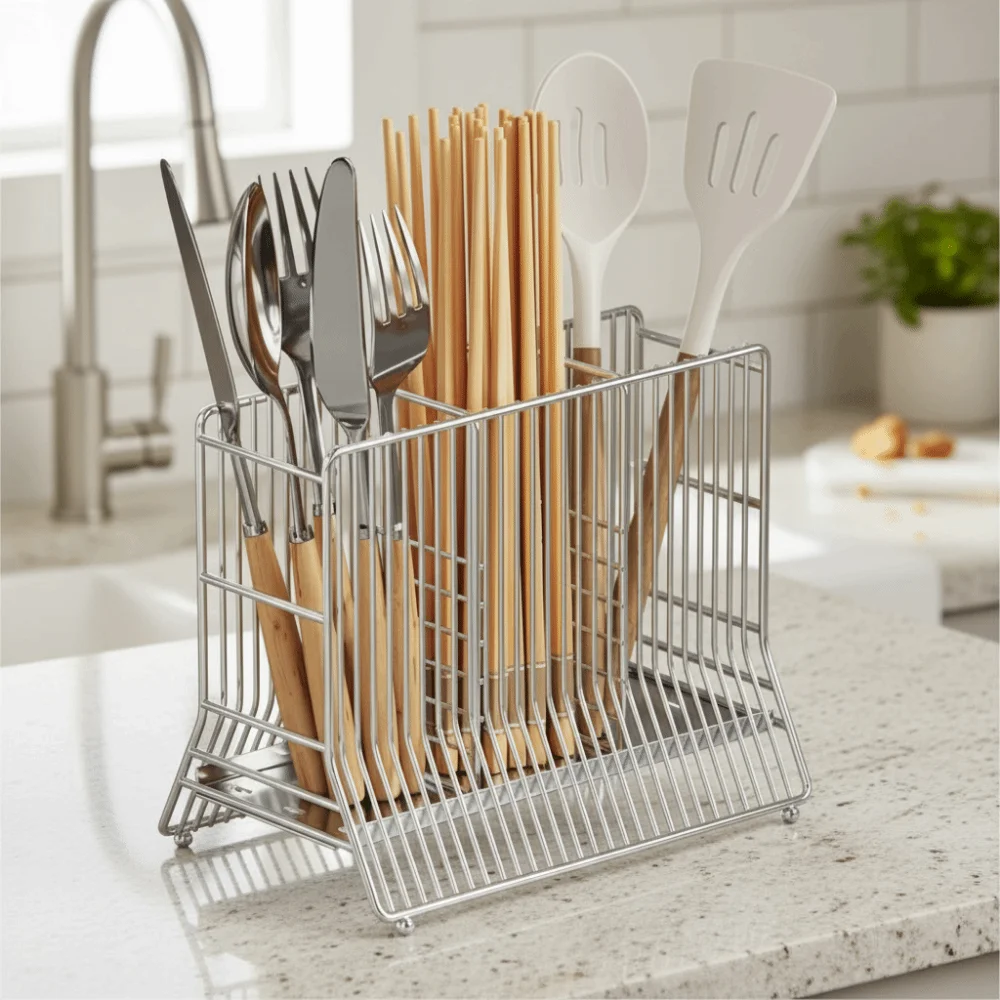 

Large Capacity Cutlery Drying Basket Space Saving Moisture-proof Chopstick Storage Box Anti-slip Tableware Drainer Countertop