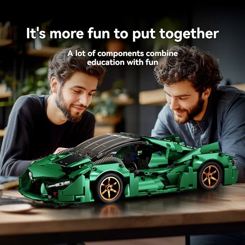 1:14 MOCการวิเคราะห์อาคารบล็อกDIYกีฬาสีเขียวรถSuper Racing Building Blocksอิฐชุดเด็กของขวัญของขวัญวันเกิด 3 +