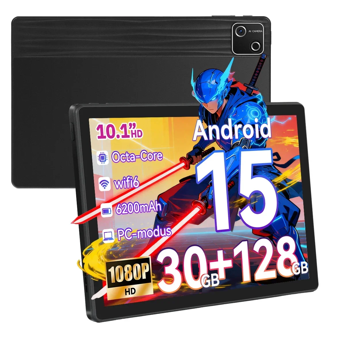 URAO 10 Inch Tablet Android 15 Tablets Octa Core 30GB RAM 128GB ROM 1TB with WiFi 6 Widevine L1 6200mAh Touchscreen OTG PC PAD