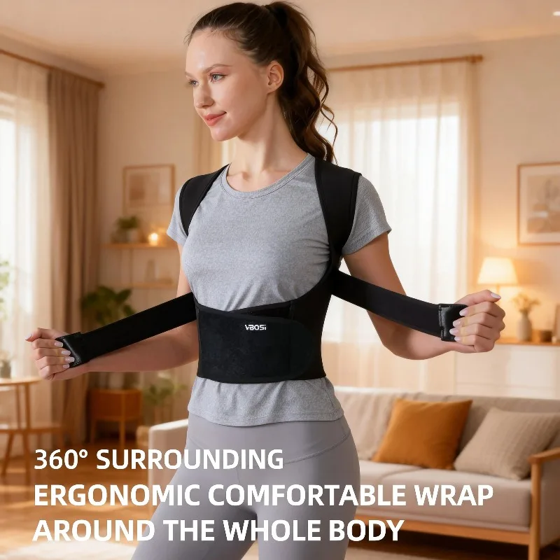 

Unisex Adjustable Upper Back Support Sporty Shoulder Belt Posture Corrector for Women Men