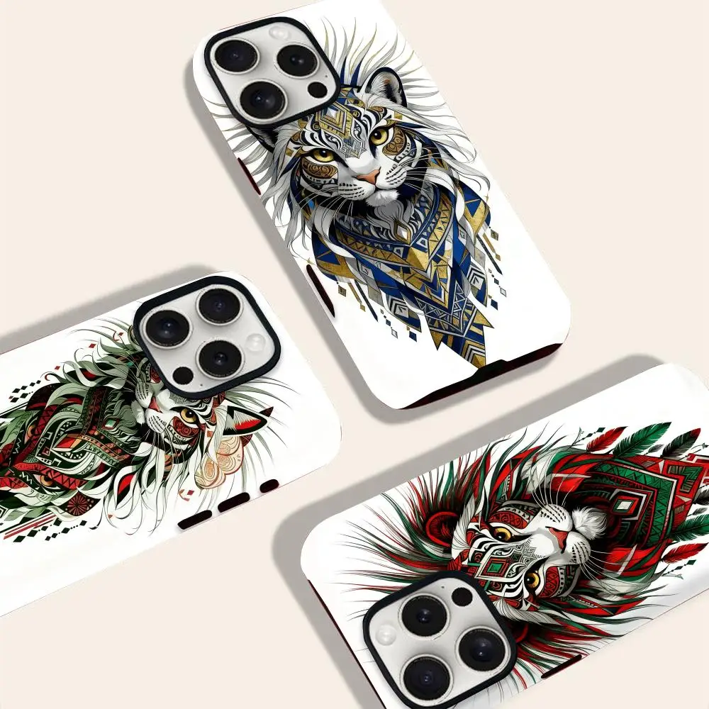 

Devil Cat Face Phone Case INS For IPhone 16 15 14 13 12 11 Pro Max Plus Luxury Magnetic Double-layer Back Cover