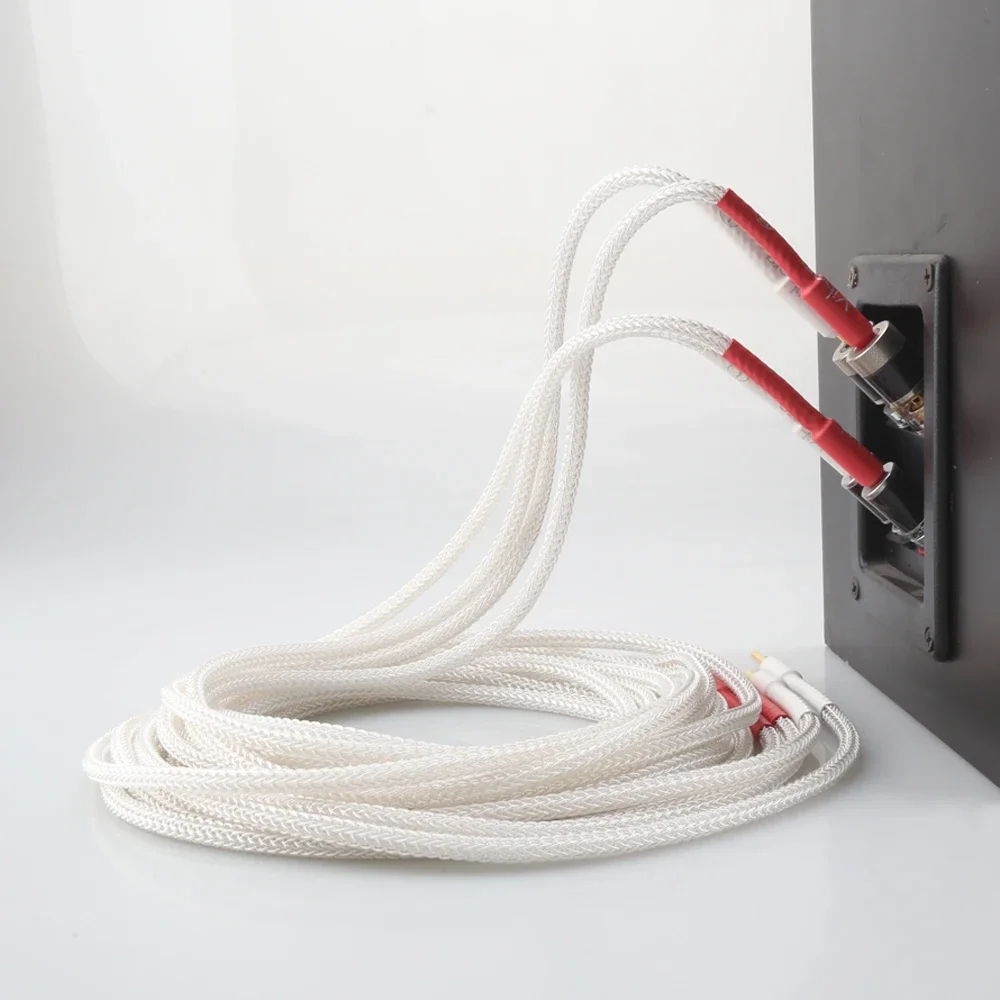 Par 100% 16 núcleos Cable de altavoz suave de plata pura con Viborg VB401G Cable de altavoz HIFI con conector Banana chapado en oro y cobre puro