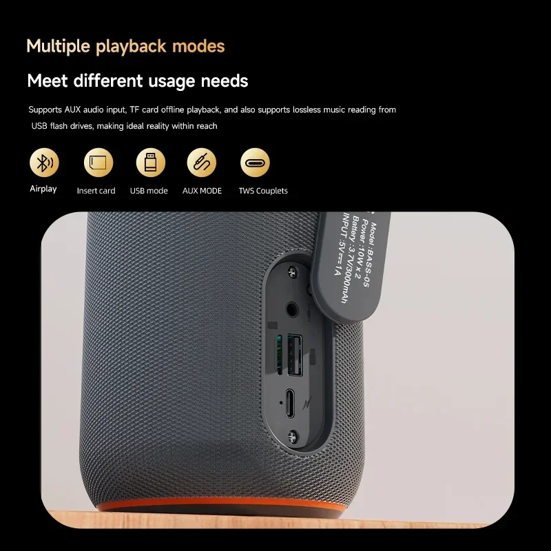 Portable Caixa De Som Outdoor Boombox Camping Bluetooth Speaker Wireless Waterproof Subwoofer HIFI Sound Column TWS/TF Card