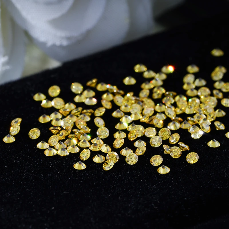 Calibrated Size Round Brilliant Cut HPHT Lab Grown Diamond 1mm to 2 .5mm Yellow Color created diamond on sale