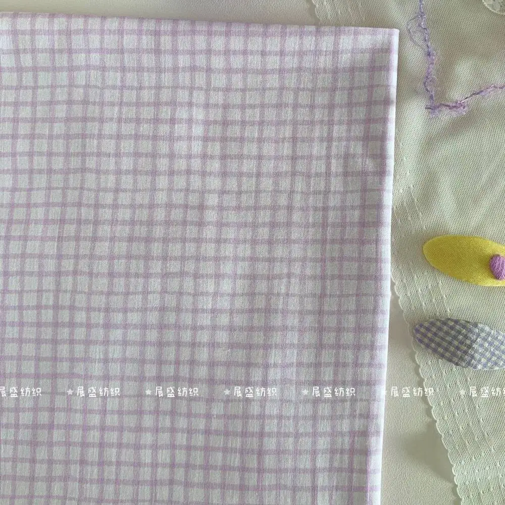 145x50cm 40s Pure Cotton Fabric Purple Floral Check Dot Star Print for DIY Kids Clothes Bags Sewing Cloth