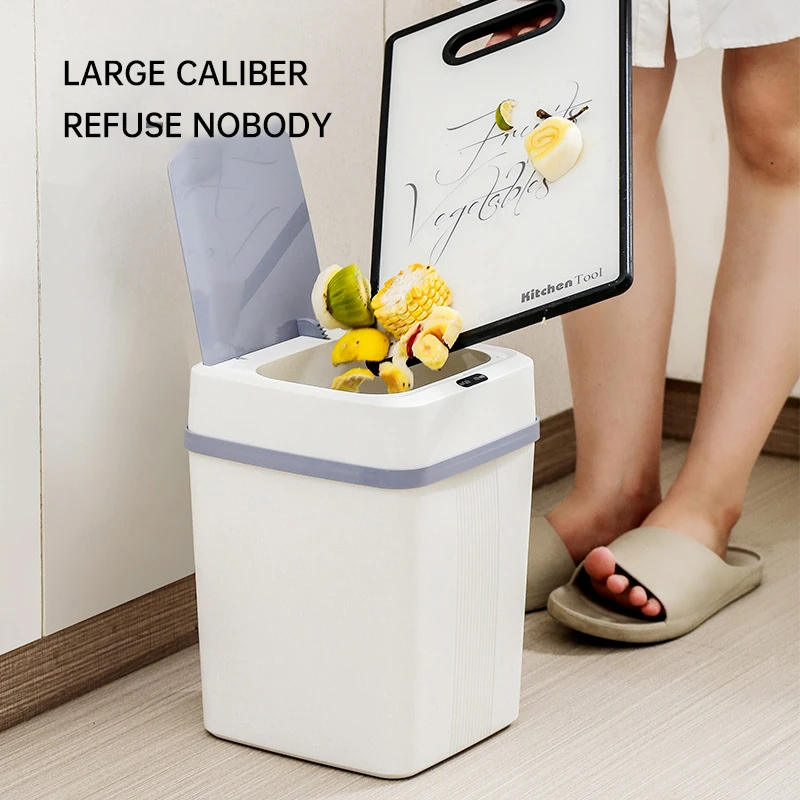 

12L Intelligent Sensing Square Trash Can Electronic Automatic Storage Bucket Kitchen Bathroom Trash Can Home Compost Bin Gifts