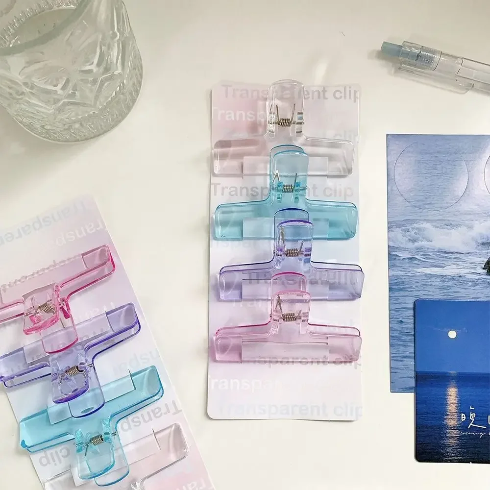 2 Pcs Korean Style Page Holder Colorful Transparent Dovetail Clamp School Student Test Paper Bookmark Clips Office Binding Tool