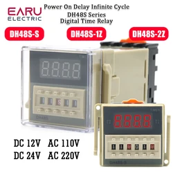 DH48S-S 0.1S-99H Digital LED Programmable Timer Relay Switch Socket Base DC 12V 24V  AC 110V 220V Repeat Cycle Timer DH48S-1Z 2Z