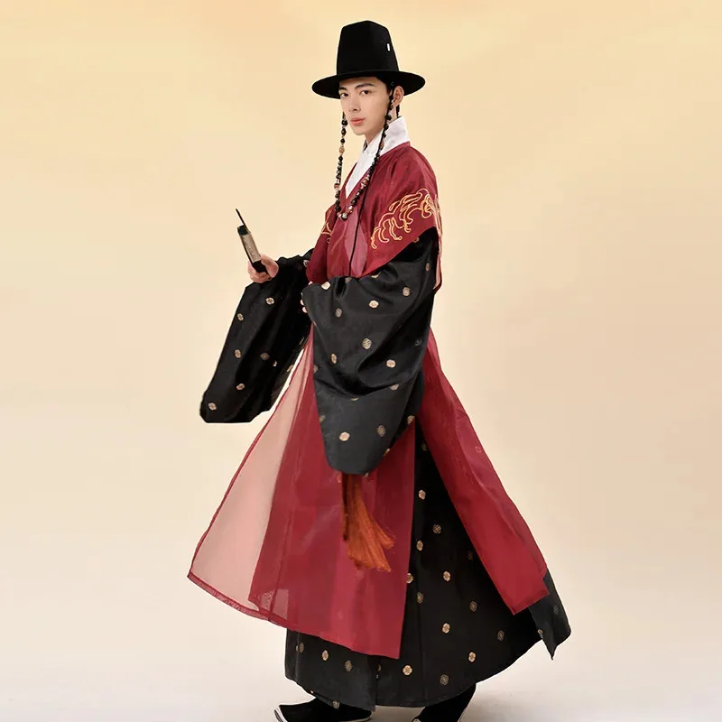 20 Hanfu الرجال Hanfu الهانبوك الذكور سلالة مينغ الملابس التقليدية مرحلة الرقص أداء زي القماش الآسيوي التقليدي القديم