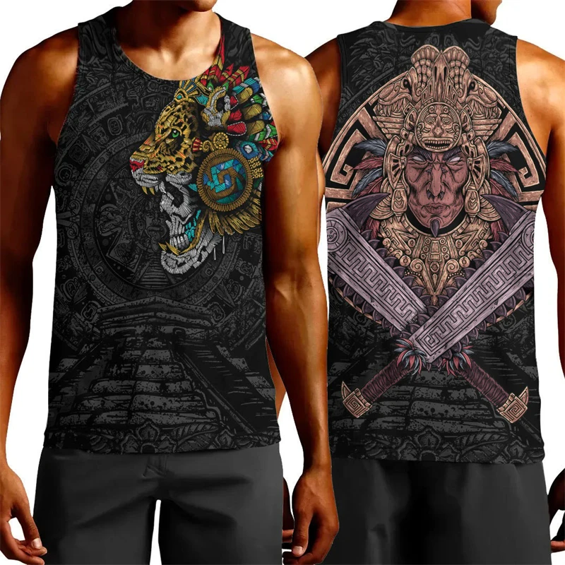 Immagine 4: Messico Flag Map 3D Printed Beach Tank Top per uomo abbigliamento Aztec Warrior Eagle quetzincalatl Vest National Emblem gilet maschile