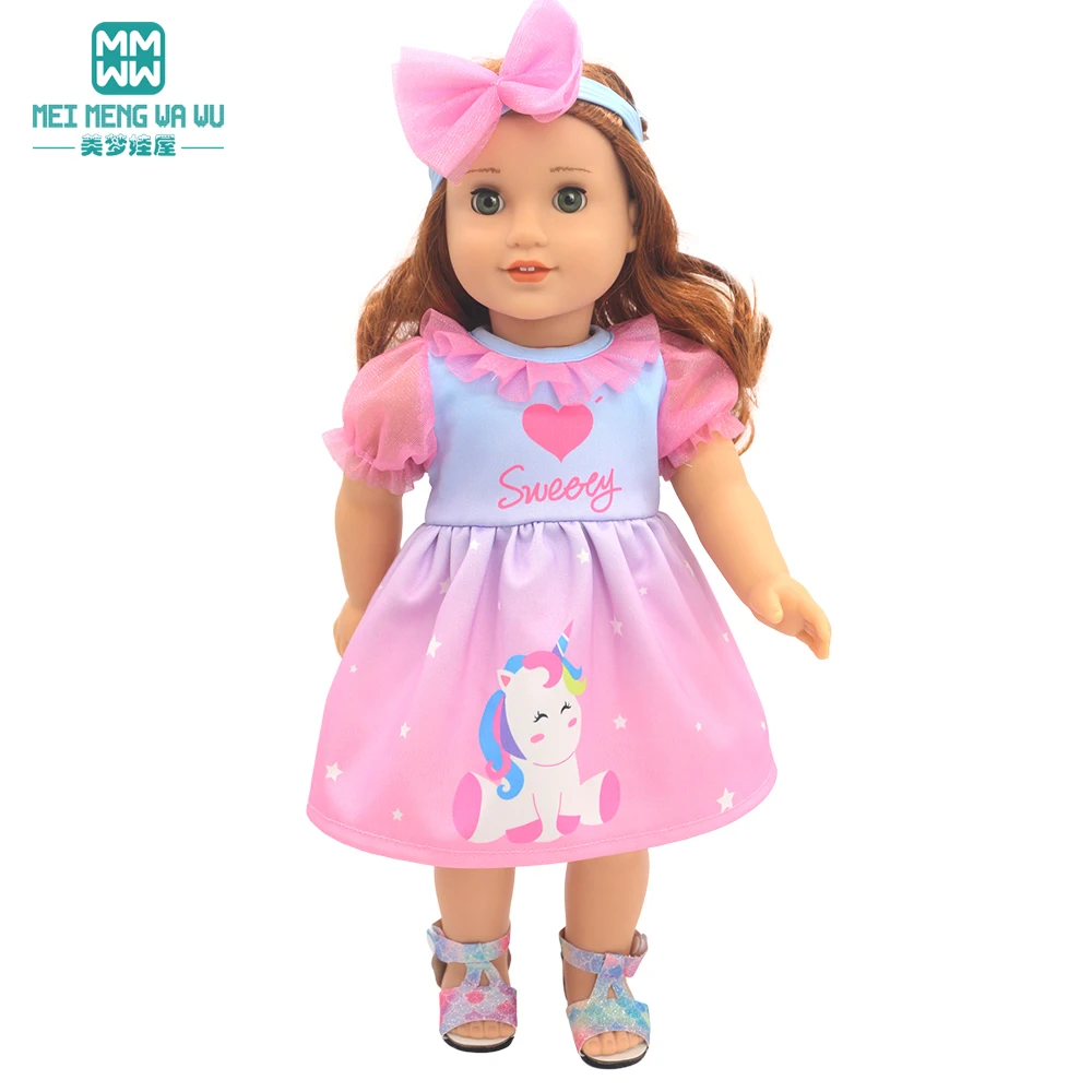 Doll Clothes for 43-45cm New Born American Doll Fashion T-Shirt Overalls Princess Gauze Skirt Gift for Girls