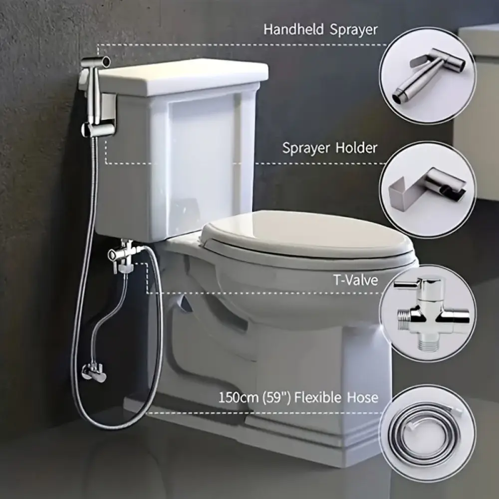 Toilet Bidet Spray Angle Valve One In Two Out Diverter Copper Bathroom Sprayer Kit Modern Handheld Cleaning Shower Head