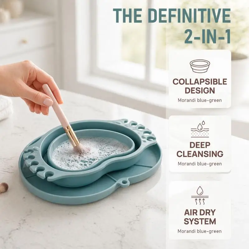 Collapsible Silicone Washing Bucket Portable Multifunction for Paintbrushes Makeup Brushes Beauty Lovers Artists