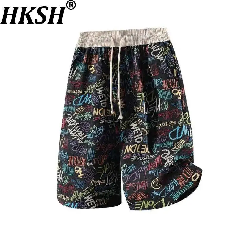 

HKSH Summer Men Tide Trendy Versatile Shorts American Graffiti Casual Sports Outerwear Knee-Length Pants Chic Ins Capris HK22702