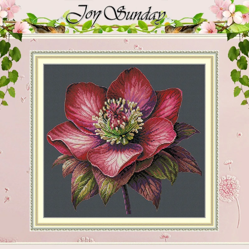 

Red Flower Patterns Counted Cross Stitch Set DIY 11CT 14CT 16CT HD Stamped DMC Cross-stitch Kit Embroidery Needlework Crafts