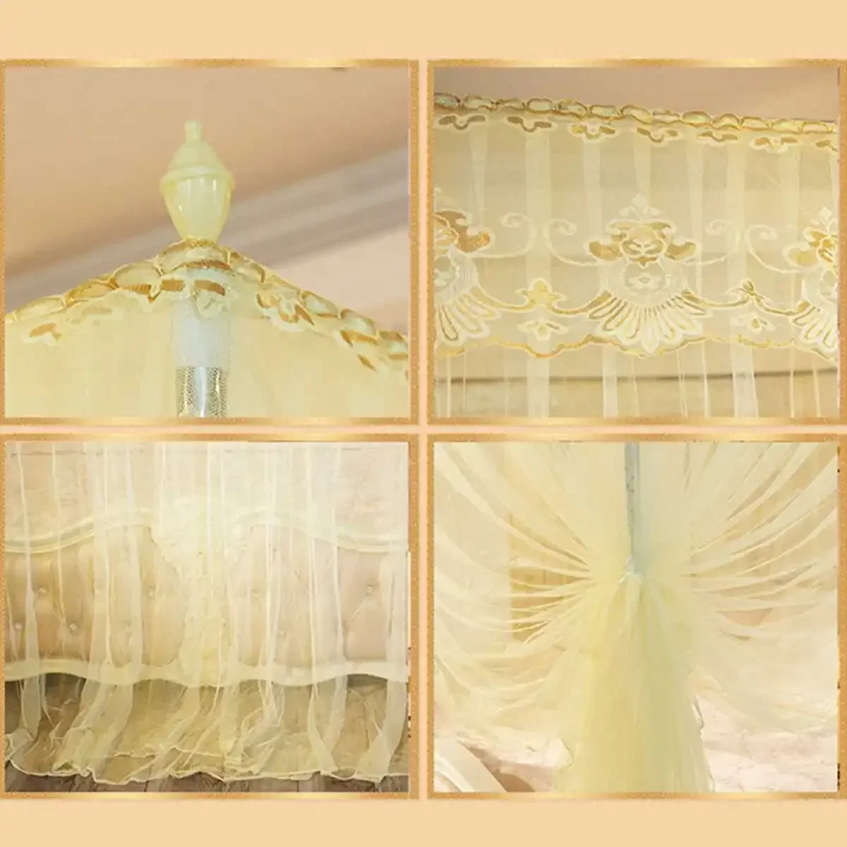 Princess Canopy Luxury 4 Corner Bed Curtains 3 Side Openings Post Bed Curtain Canopy Netting Mosquito Net Bedding No Bracket