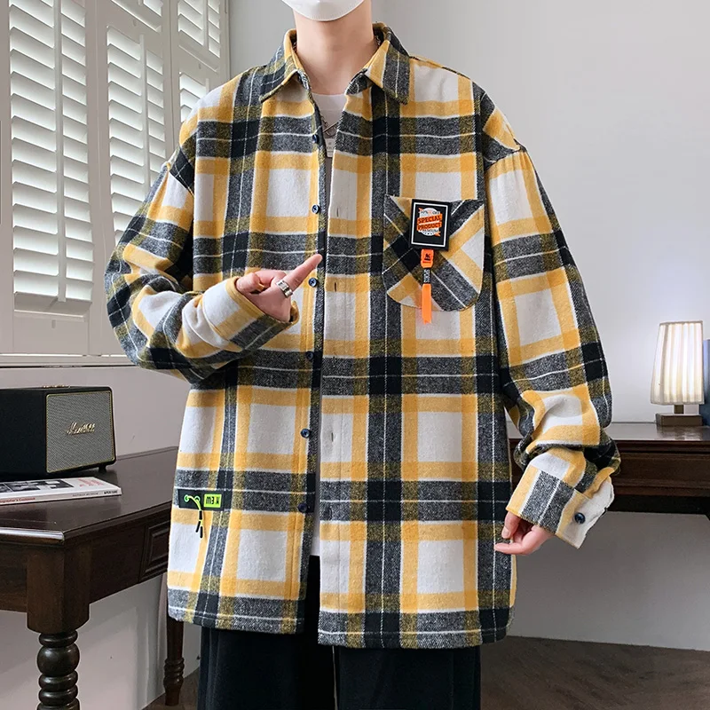 

Vintage Plaid Long Sve irt Men's Outerwear irt Retro Sle Casual Faion Spring Autumn New Arrival Cotton Polyester B...