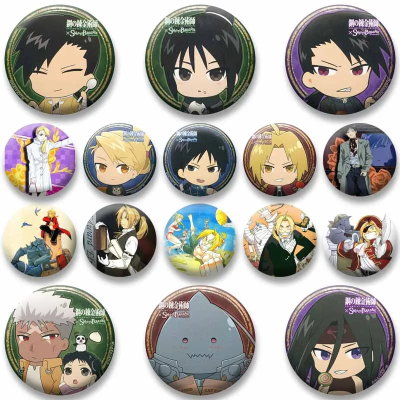 Edward Elric Roy Mustang Riza Winry Cartoon Brooch Personality Magical Anime Badge Cute Enamel Pins for Backpack Hat Accessories