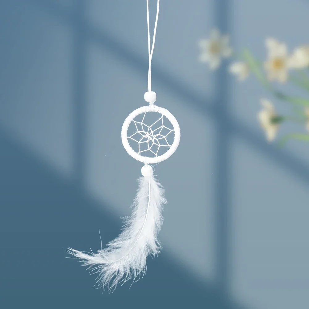 Feather Tassel Dream Catcher Web Keychain North American Sky Spirit Circular Weave Car Mirror Handmade Craft Jewelry Accessories