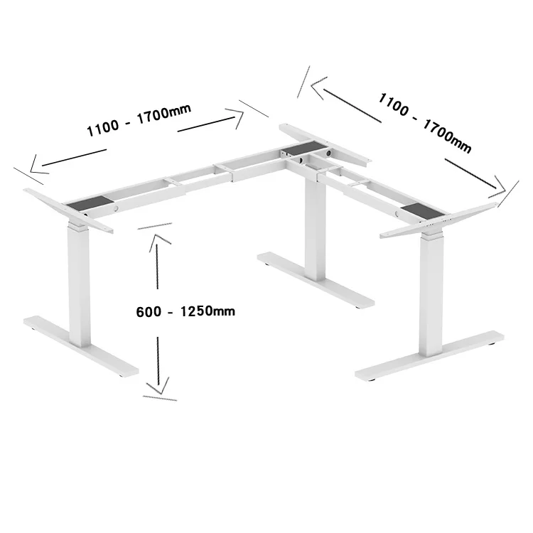 L-shaped electric lifting table 90-degree corner automatic adjustment standing office workbench three-leg computer desk bracket