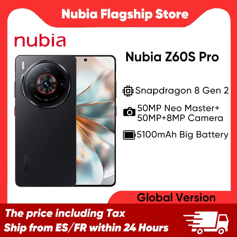 Zte Nubia Z60S Pro 5g Smartphone Snapdragon 8 Gen 2 6.78 ''120Hz écran Oled 80W charge rapide 50Mp caméra Android 14 Google Play Version mondiale Zte Nubia Z60S Pro 5g Smartphone Snapdragon 8 Gen 2 6.78 ''120Hz écran Oled 80W charge rapide 50Mp caméra Android 14 Google Play Version mondiale
