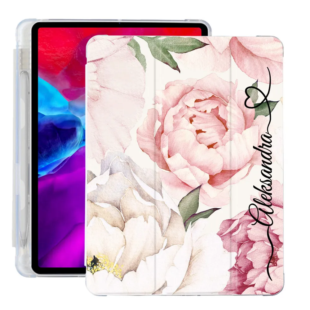 

Custom Name Case for 12.9 inch iPad Pro 11 10.9 10.5 10.2 9th 8th 7th 6th 5th Air 2 3 Mini 4 5 6 Flower Design Style Smart Cover