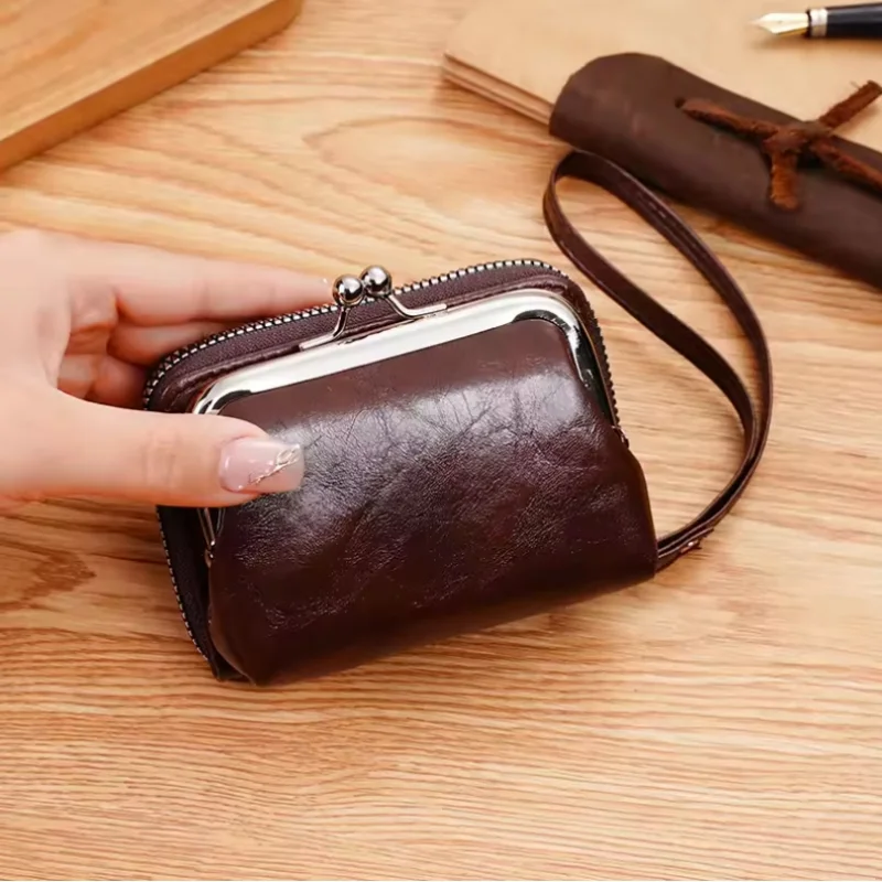 NEW Small Hand-held Portable Bag Wallet Mini Zipper Clip Cute Coin Pouch Buckle Purse Storage Case Multi Card Slot Wrist Strap