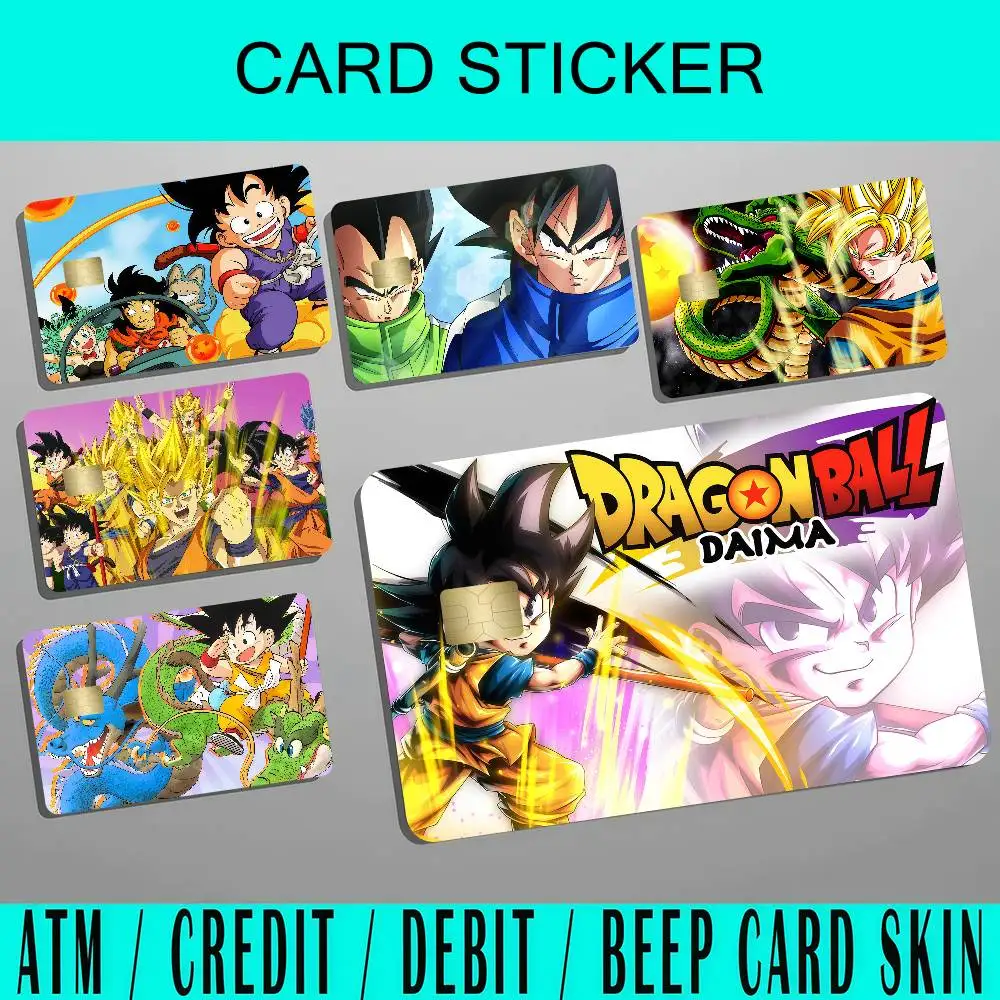 Anime D-DRAGON BALL Son Goku Kakarot, Pegatinas para Tarjetas de Crédito y Pases de Autobús, Decoración Genial, Impermeables, 4 Unidades