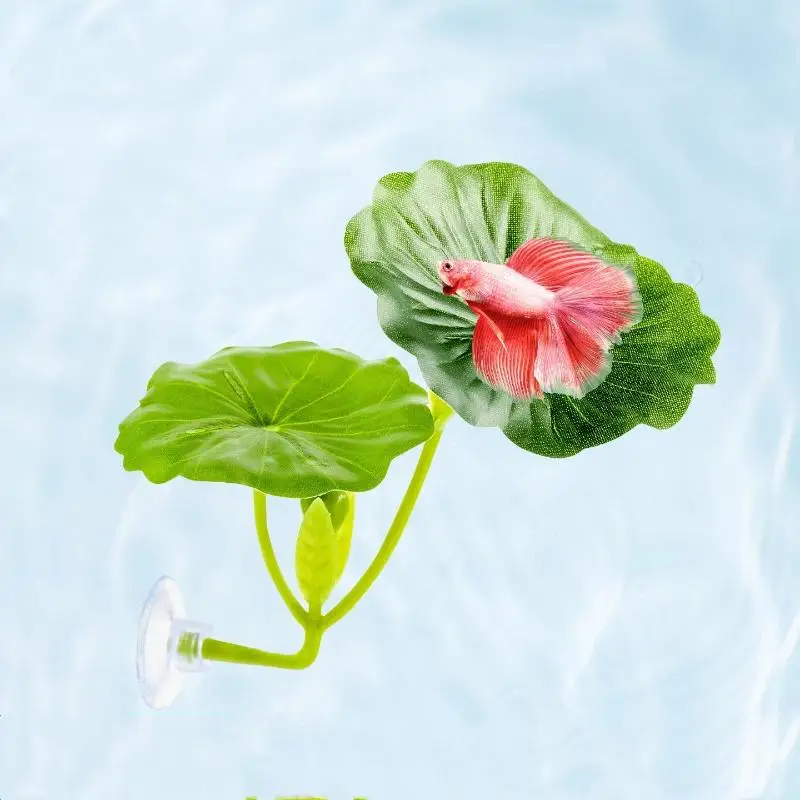 1 Pc Green Leaf Hammock For Betta Fish Stress-Reducing Aquarium-Safe Decor With Suction Cup For Fish Tank Fake Plants Decoration
