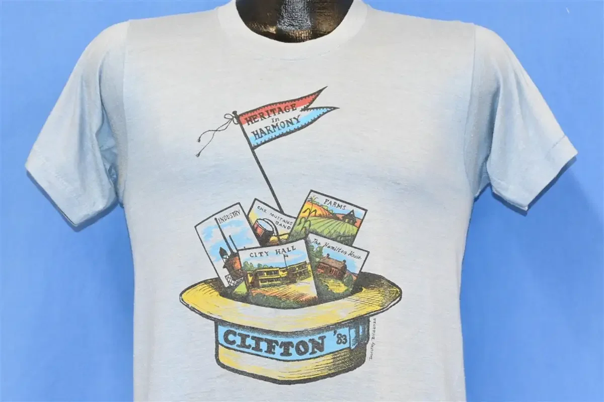 80s Clifton New Jersey 1983 Heritage In Harmony T Shirt Small
