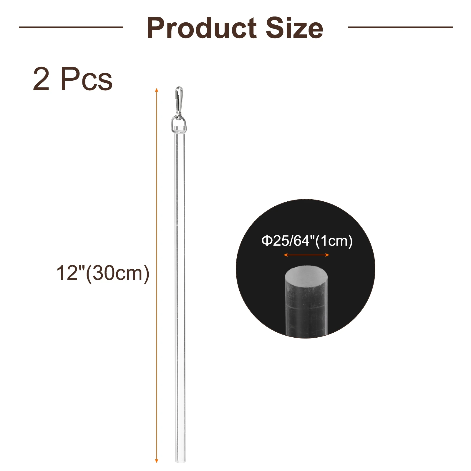Asta per tende trasparente da 2 pezzi da 12", parte di ricambio per bacchetta cieca in acrilico