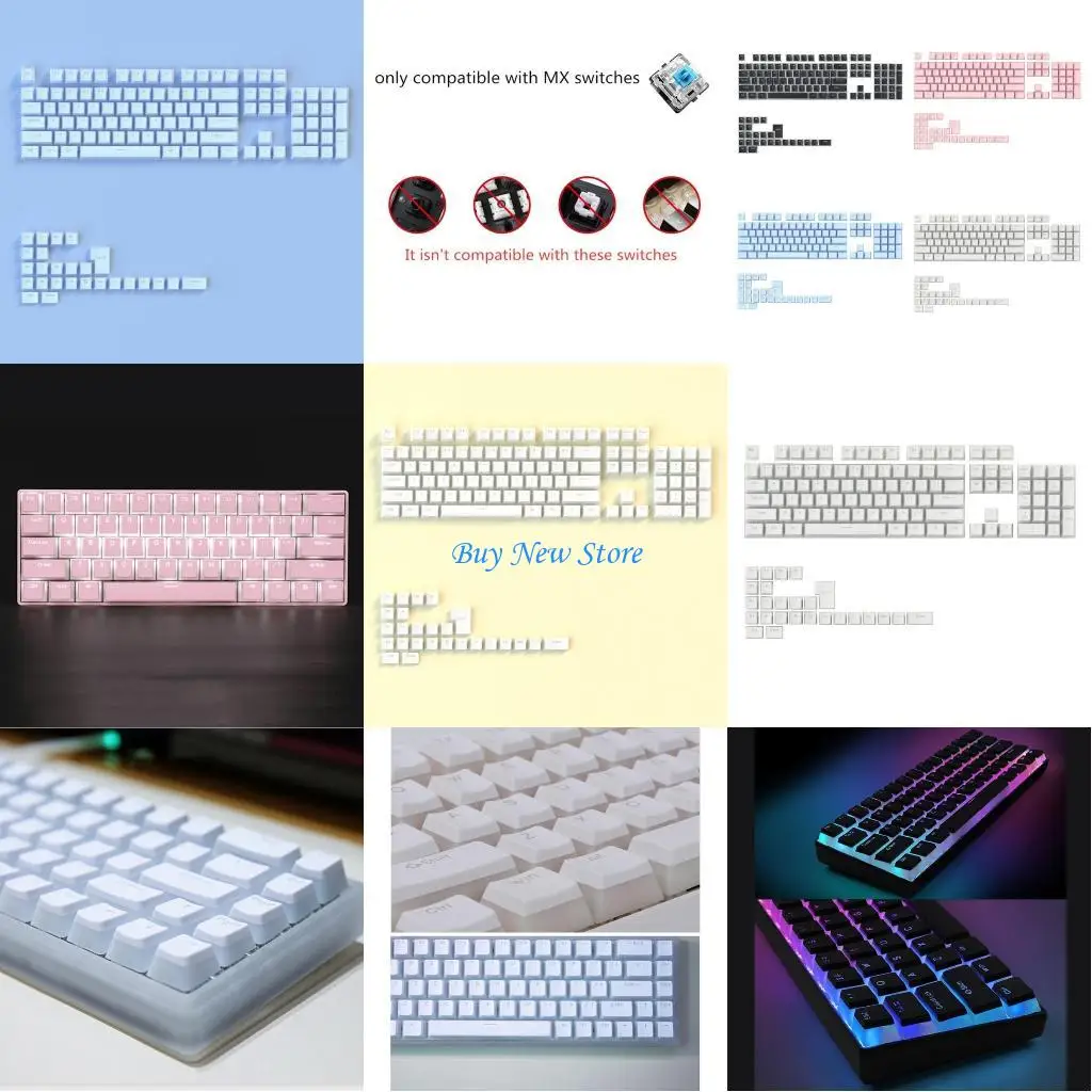 

20ce 130 клавиш пудинга Клюки Клюки Профиль OEM PBT Double Shot Cap для MX Switch Механическая клавиатура Layout RGB Ключ с