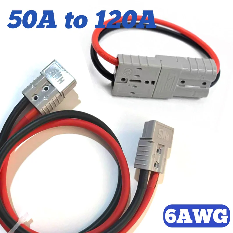 50A to 120A Plug for Plug Connector 6AWG Silicone Wire Extension Connection Conversion Line For Forklift Battery Charging Plug